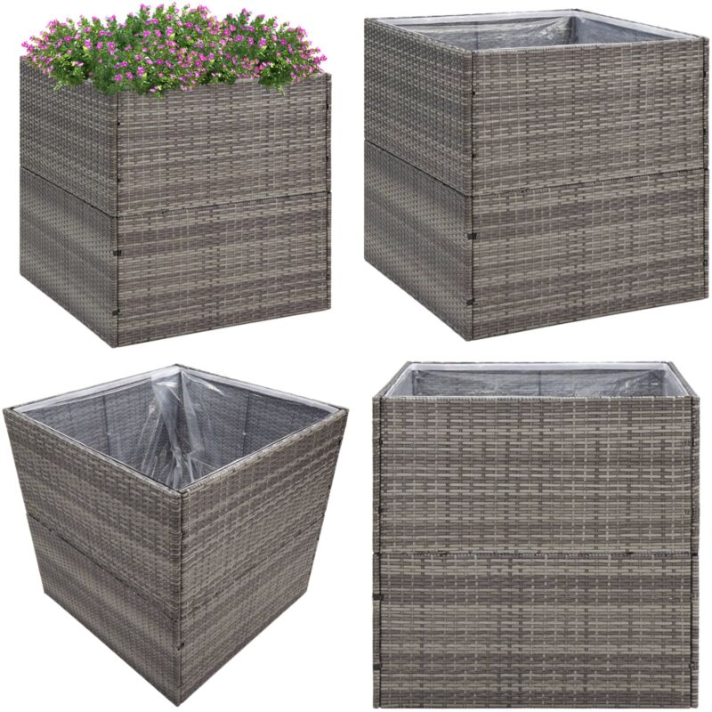 Vidaxl - Jardinière Gris 80x80x80 cm Résine tressée - Jardinieres Exterieures - Pot De Fleurs Extérieur - Bac à Fleurs - Décoration Jardin - Plante