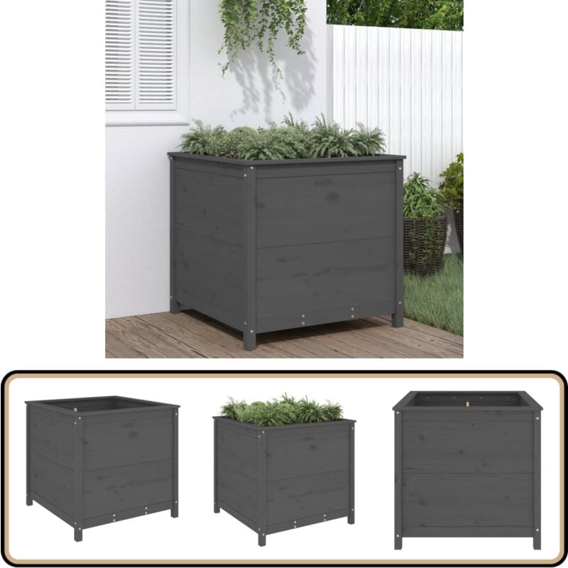 Vidaxl - Jardinière gris 82,5x82,5x78 cm bois massif de pin - Jardinier - Pot De Fleurs - Bac à Fleurs - Extérieur - Terrasse
