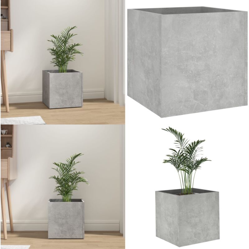 Jardinière Gris béton 40x40x40 cm Bois d'ingénierie - Jardin - Pots De Fleurs - Jardinière En Bois - Déco Intérieure - Plante D'intérieur - Home &