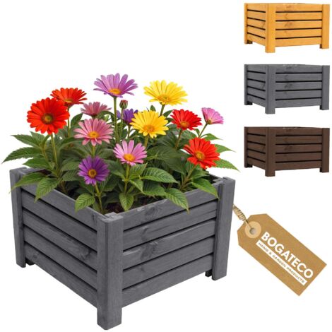 Jardinière Haute Bois Bogateco 38x38x25 cm Géotextile Anthracite