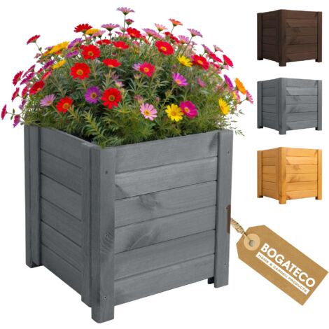 Jardinière Haute Bois Bogateco 39x39x40 cm Géotextile Anthracite