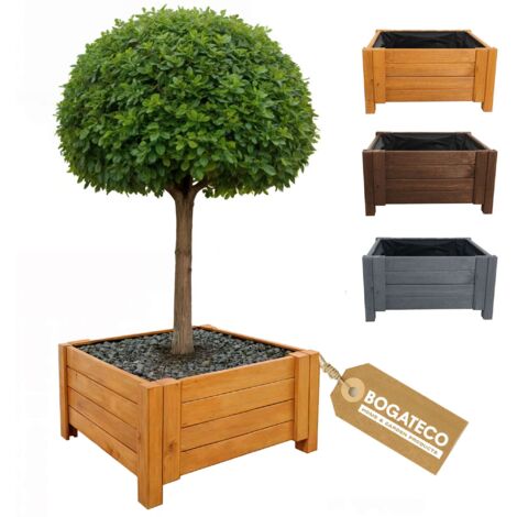 Jardinière Haute Bois Bogateco 50x50x30 cm Géotextile Brun Clair
