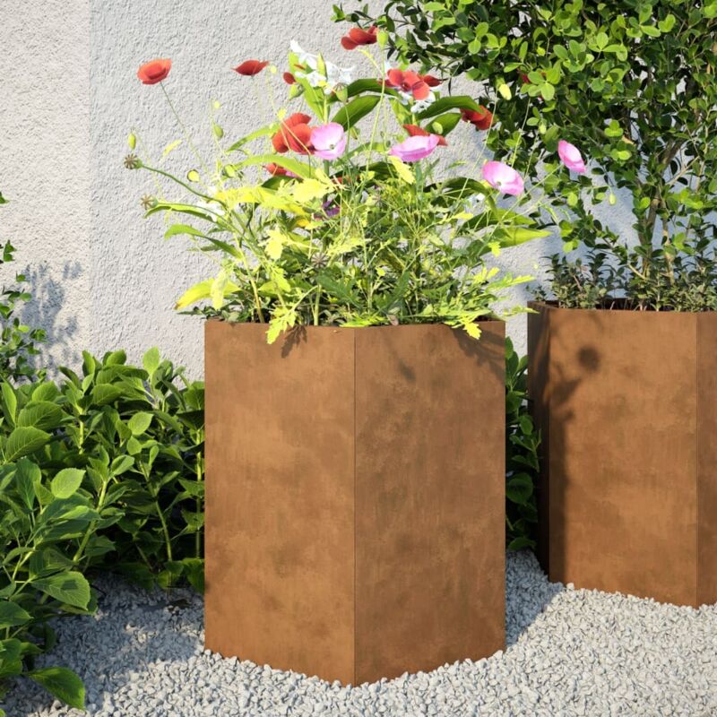 Vidaxl - Jardinière hexagone 46x40x45 cm acier corten