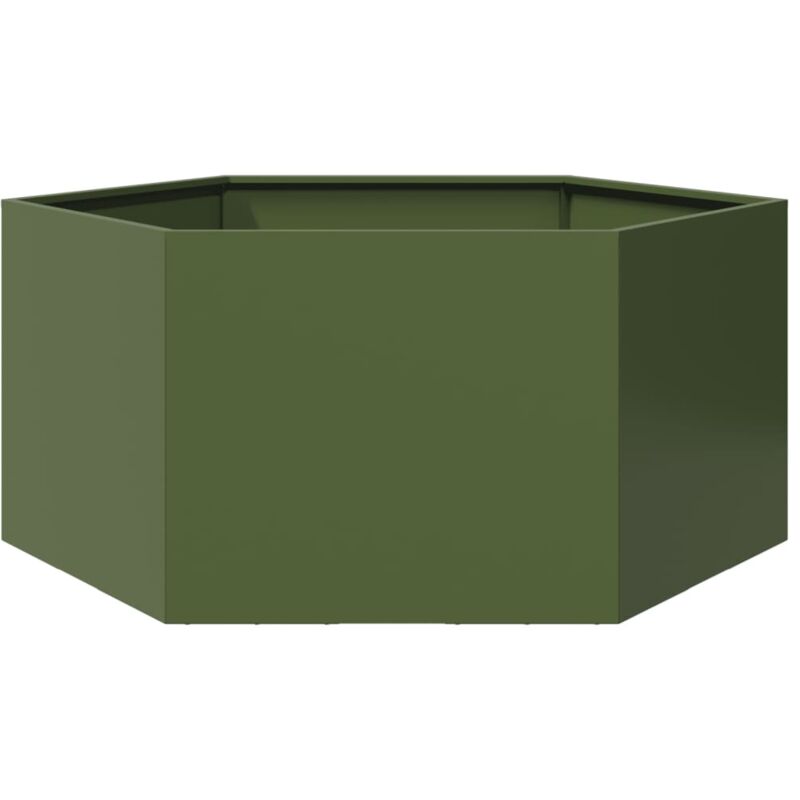 Vidaxl - Jardinière vert olive hexagone 104x90x45 cm acier
