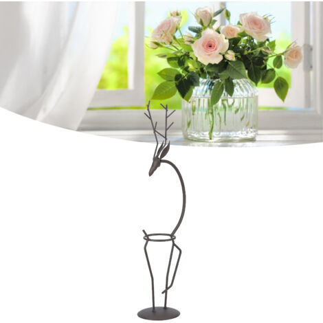 Jardinière hydroponique en verre borosilicate avec support élégant motif cerf en fer forgé pour salon type A