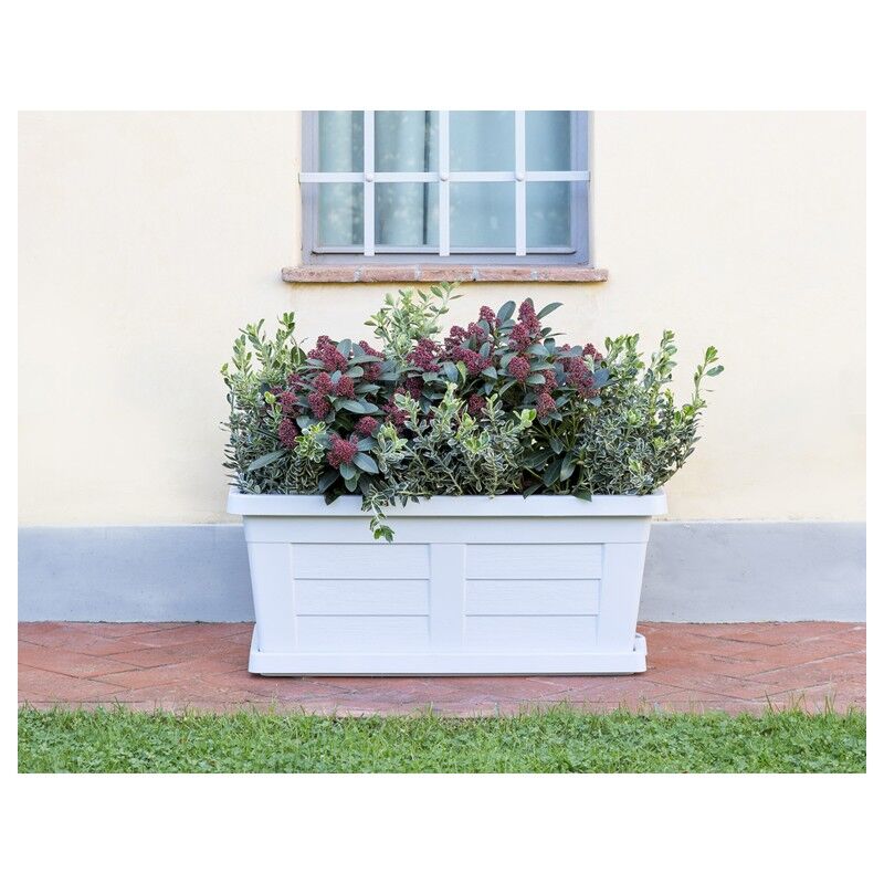 Jardinière en bois glacé de 80 cm pour plantes et fleurs de jardin sans soucoupe (code produit 31182).
