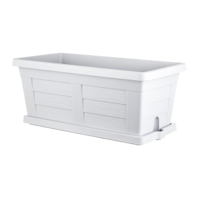 Jardinière 'Legno' en plastique - Blanc - l 60 x l 30 x h 26 cm - Livraison gratuite