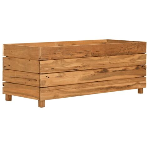 Jardinière  Lit surélevé 100x40x38 cm bois de teck recyclé et acier