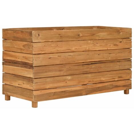 Jardinière  Lit surélevé 100x40x55 cm bois de teck recyclé et acier