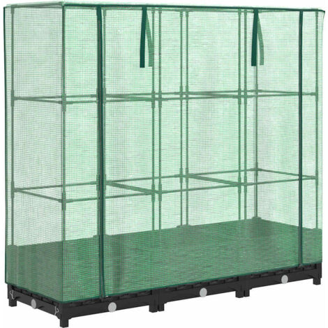 Jardinière  Lit surélevé avec housse de serre aspect rotin 120 x 40 x 123 cm