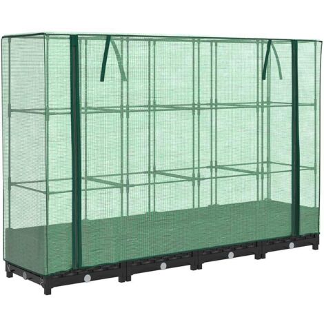 Jardinière  Lit surélevé avec housse de serre aspect rotin 160 x 40 x 123 cm