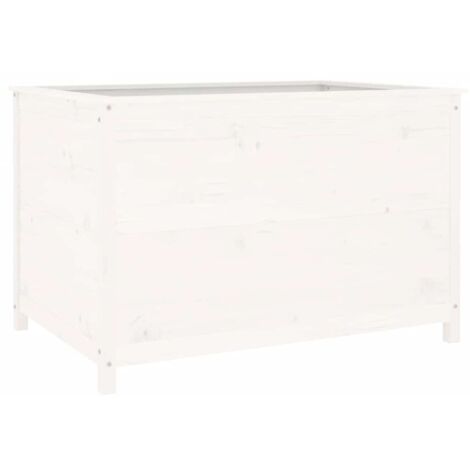Jardinière  Lit surélevé de jardin blanc 119,5x82,5x78cm bois de pin massif