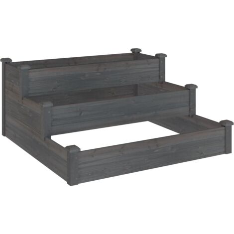 Jardinière  Lit surélevé de jardin gris 120x120x56 cm bois massif de sapin