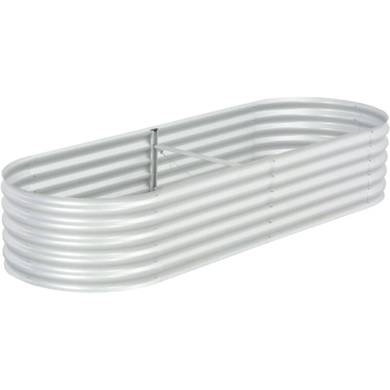 Jardinière lit surélevé plantes fleurs jardin 240 x 80 x 44 cm acier galvanisé argenté