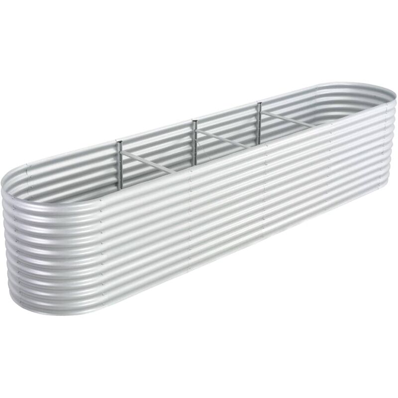 Jardinière lit surélevé plantes fleurs jardin 400 x 80 x 81 cm acier galvanisé argenté
