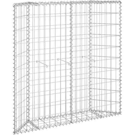 Jardinière lit surélevé plantes fleurs jardin à gabion en trapèze acier galvanisé 100 x 20 x 100 cm