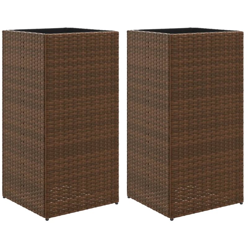 Vidaxl - Jardinières 2 pcs marron 40x40x80 cm résine tressée