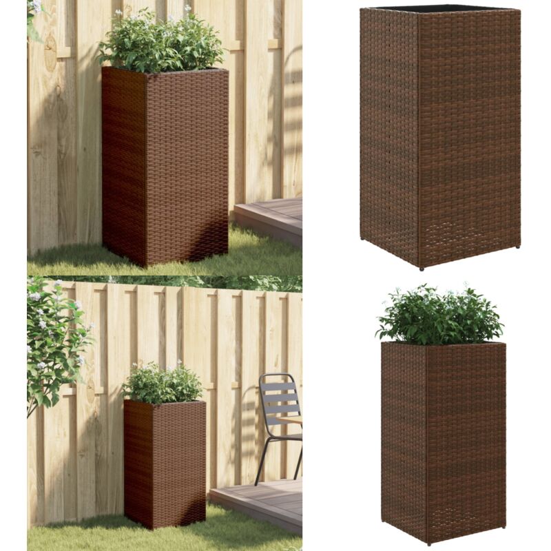 Jardinière marron 40x40x80 cm résine tressée - Jardiniereresine Tressée - Pot De Fleurs Extérieur - Déco Jardin - Jardinière Design - Bac à Fleurs