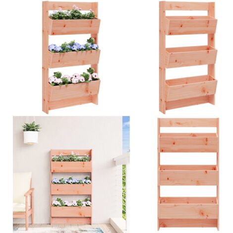 Jardinière murale 3 niveaux 60x18,5x110 cm bois douglas massif - Jardin vertical - Potager mural