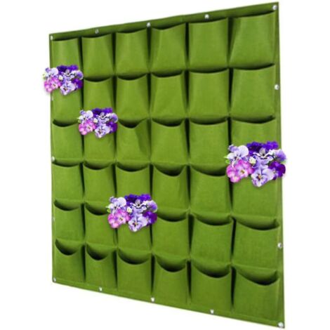 Jardinière Murale, Sacs de jardinière Suspendus, Sacs de Culture de Plantes muraux verticaux, 36 Pots en Tissu de Poche pour Balcon de la Maison, Vert