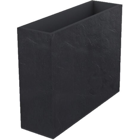 Jardinière muret LOFT XL VOLCANIA double paroi décor pierre - 99,5 x 29,5 x 78,5 cm - 63 L - Gris anthracite - EDA