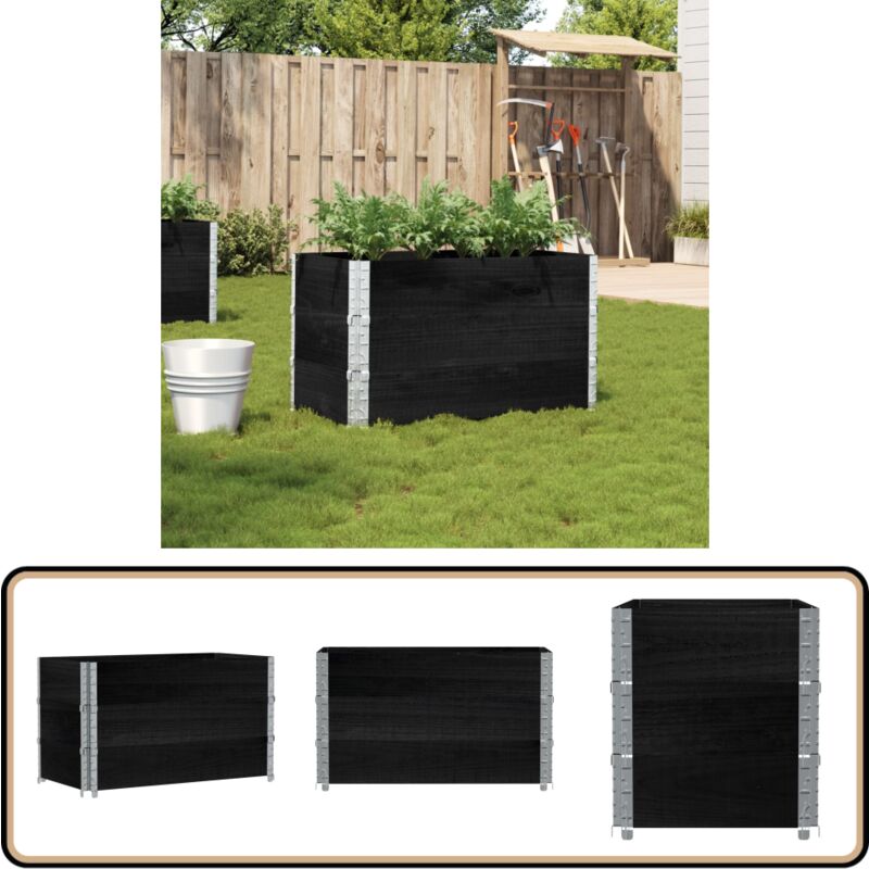 Vidaxl - Jardinière noir 100x50 cm bois massif de pin - Jardinier Noire - Jardinière Bois - Pot Plante Extérieur - Bac Plantation - Décoration Jardin