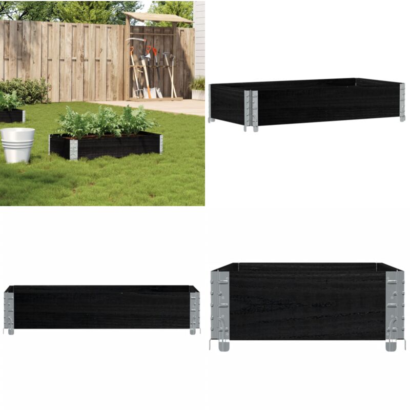 Jardinière noir 100x50 cm bois massif de pin - Jardinier Noire - Jardinière Bois - Pot Plante Extérieur - Bac Plantation - Décoration Jardin - Home &