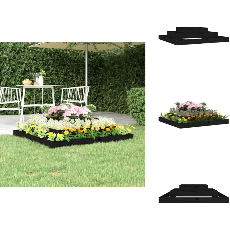 Jardinière Noir 110x110x27 cm Bois massif de pin - Jardinier Noire - Jardinière Bois - Pots Fleurir Extérieur - Bac à Fleurs Design - Plante Intérieur