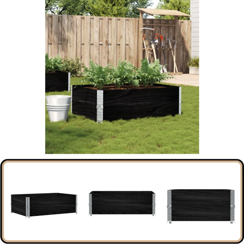 Vidaxl - Jardinière noir 120x80 cm bois massif de pin - Jardinier Noire - Jardinière Bois - Pot Plante Extérieur - Bac Plantation - Décoration Jardin