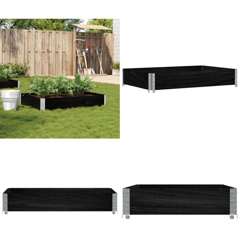 Jardinière noir 120x80 cm bois massif de pin - Jardinier Noire - Jardinière Bois - Pot Plante Extérieur - Bac Plantation - Décoration Jardin - Home &