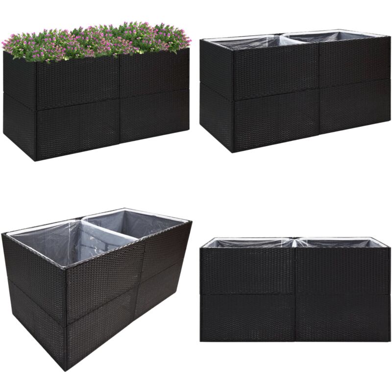 Vidaxl - Jardinière Noir 157x80x80 cm Résine tressée - Jardinier Noire - Pot De Fleurs Extérieur - Jardinière Design - Bac à Plante - Décoration
