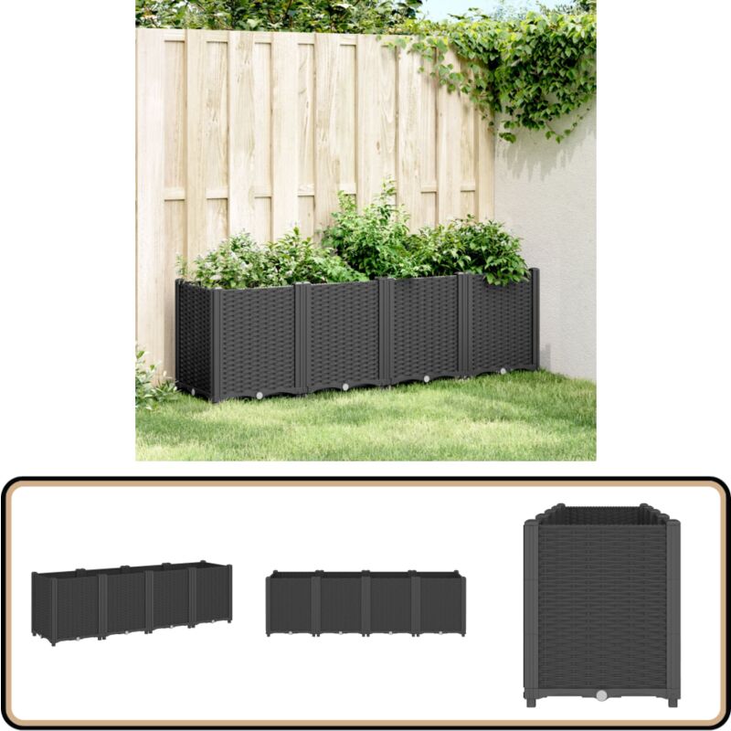Vidaxl - Jardinière noir 160x40x53 cm polypropylène - Jardinier Noire - Jardinière Extérieure - Pot De Fleurs En Polypropylène - Jardinière Modulable