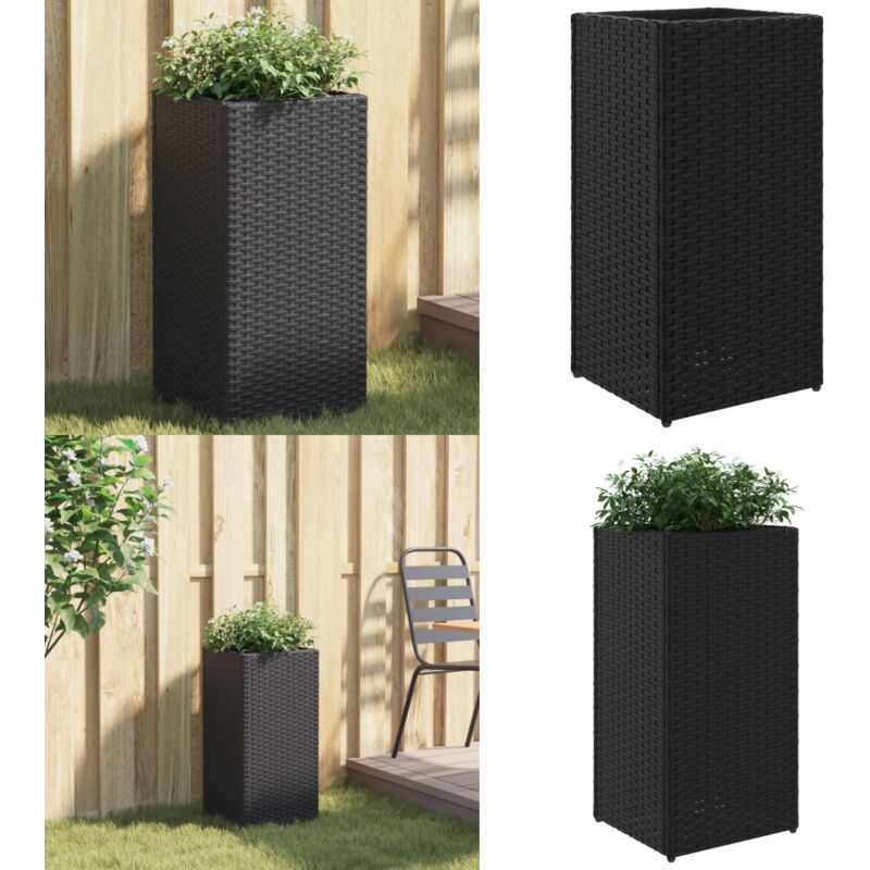 Jardinière noir 30x30x60 cm résine tressée - Jardinier Noire - Pot Plante Extérieur - Résine Tressée - Jardinière Design - Déco Jardin - Home & Living