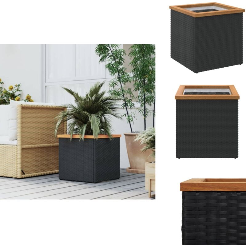 Vidaxl - Jardinière noir 40x40x40 cm résine tressée - Jardinier Noire - Pot De Fleurs Exterieur - Jardinerie - Plante Interieur - Décoration Balcon