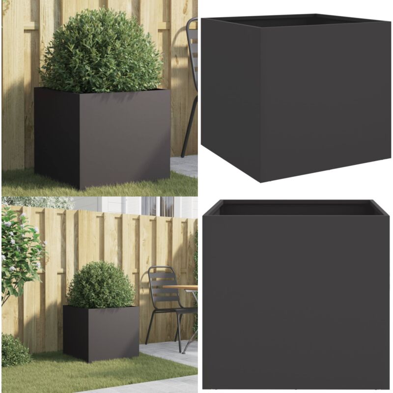 Jardinière noir 49x47x46 cm acier - Jardin - Balcon - Terrasse - Pot De Fleurs - Jardinière - Home & Living