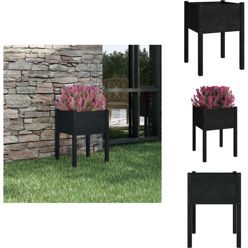 Vidaxl - Jardinière Noir 50x50x70 cm Bois de pin massif - Jardinier Noire - Pot De Fleurs Exterieur - Bac a Fleurs Bois - Jardinerie - Décoration
