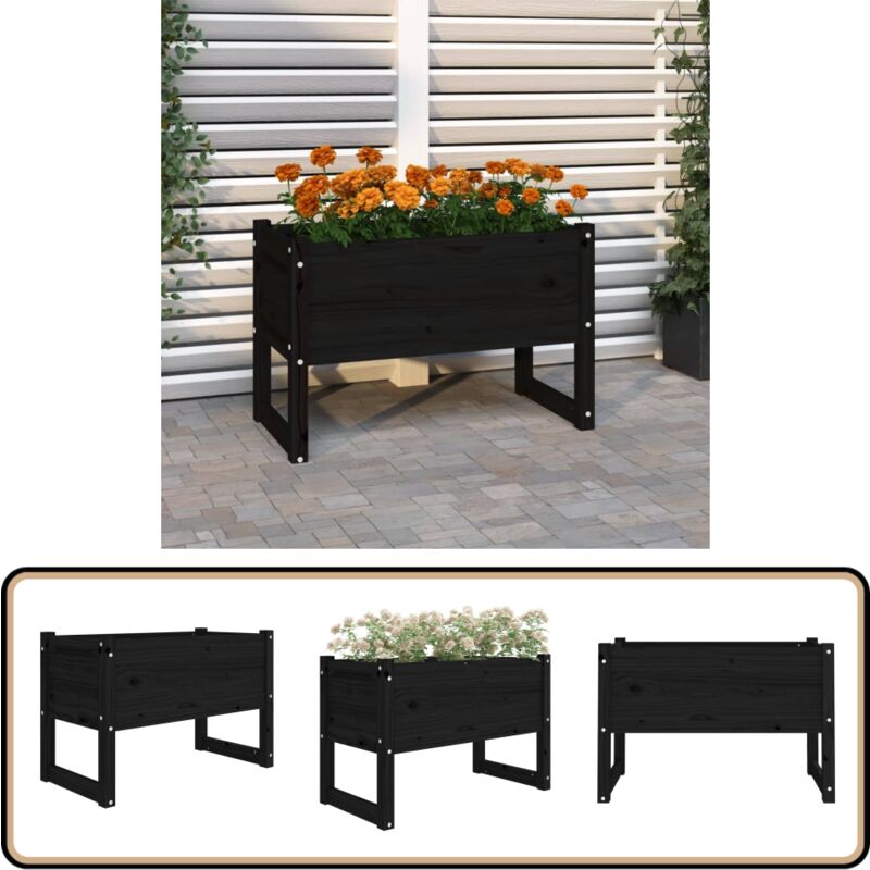 Vidaxl - Jardinière Noir 78x40x52 cm Bois massif de pin - Jardinier Noire - Pot Plante Extérieur - Jardinerie - Déco Jardin - Bac Fleuri