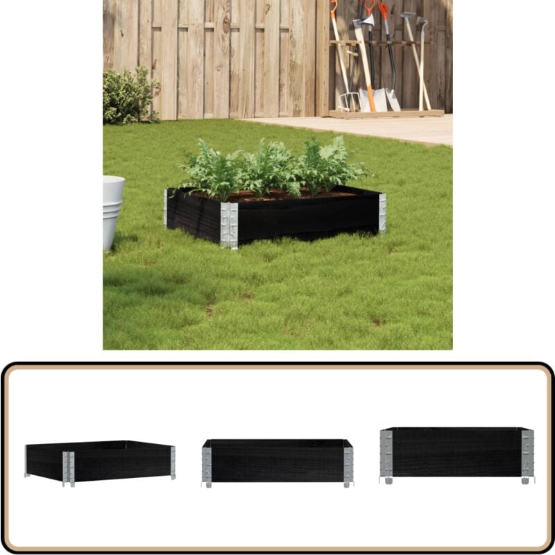 Vidaxl - Jardinière noir 80x60 cm bois massif de pin - Jardinier Noire - Jardinière Bois - Pot Plante Extérieur - Bac Plantation - Décoration Jardin