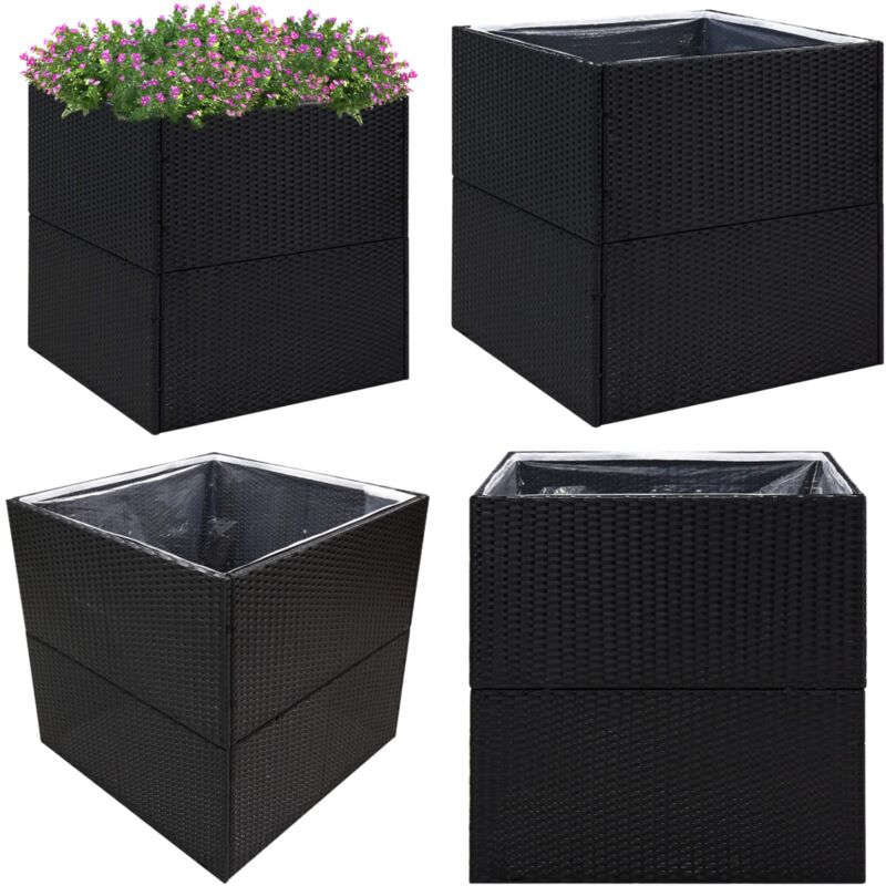 Vidaxl - Jardinière Noir 80x80x80 cm Résine tressée - Jardiniereresine - Jardiniere Exterieur - Pot Plante - Decoration Jardin - Bac a Fleurs - Home