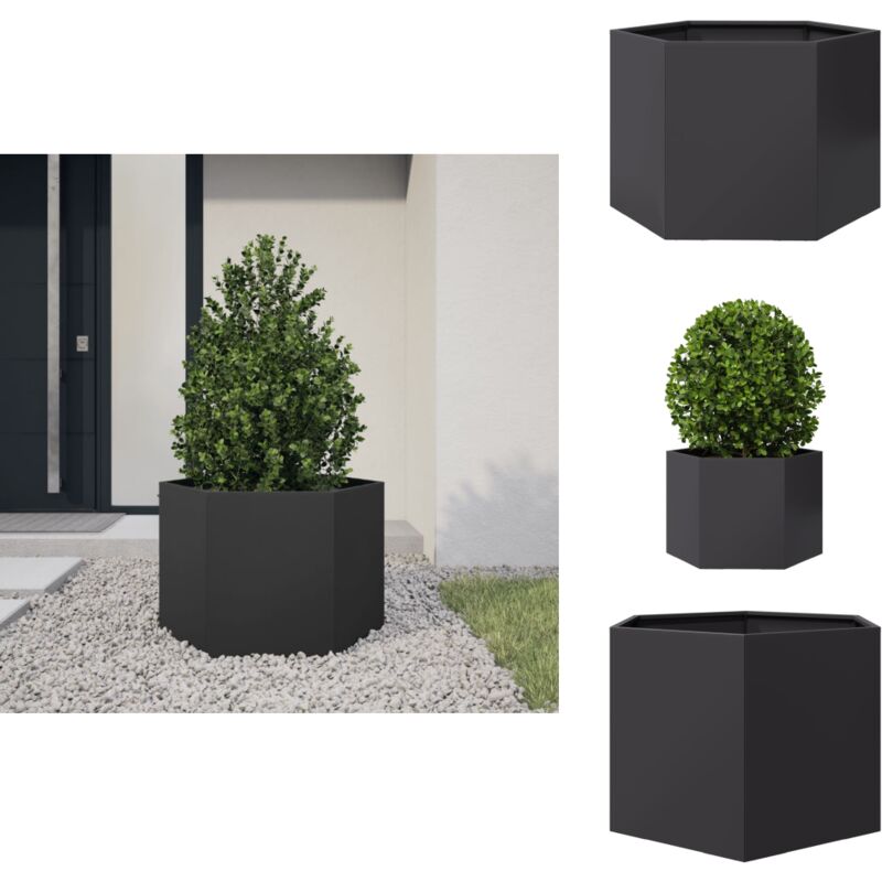 Vidaxl - Jardinière noir hexagone 69x60x45 cm acier - Jardinière - Jardinières - Jardinière De Fleurs - Jardinière D'extérieur