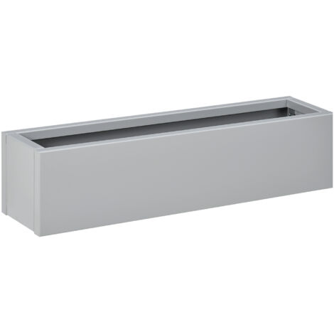 Jardinière Outsunny, pot à herbes aromatiques, pot de fleurs, acier, 91 x 22 x 22 cm, gris, pour balcon et terrasse