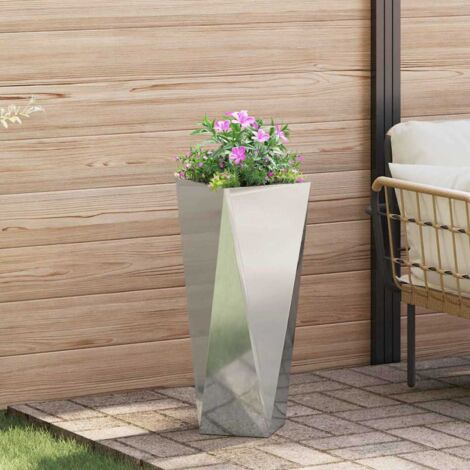 Jardinière-Pot de fleur-Bac à fleurs Argent 30 x 30 x 75 cm Acier galvanisé