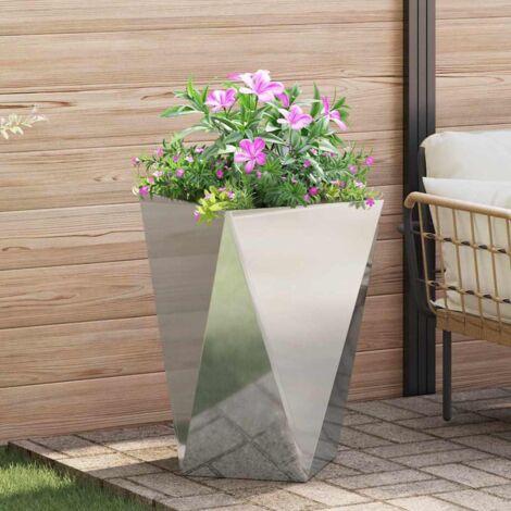 Jardinière-Pot de fleur-Bac à fleurs Argent 50 x 50 x 75 cm Acier galvanisé