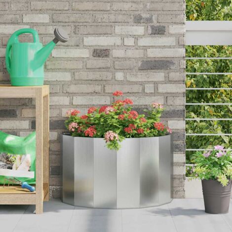 Jardinière-Pot de fleur-Bac à fleurs Argent 60 x 30 x 35 cm Acier galvanisé