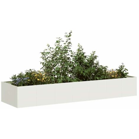 Jardinière-Pot de fleur-Bac à fleurs blanc 280x80x40 cm acier