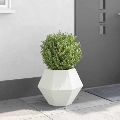 Jardinière-Pot de fleur-Bac à fleurs Blanc 50 x 50 x 40 cm Acier