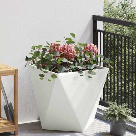 Jardinière-Pot de fleur-Bac à fleurs Blanc 50 x 50 x 50 cm Acier