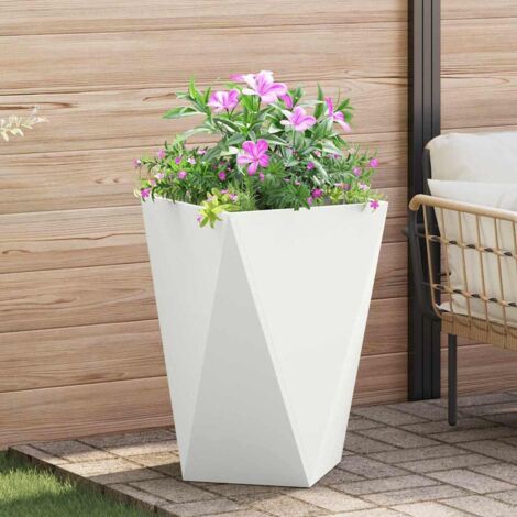 Jardinière-Pot de fleur-Bac à fleurs Blanc 50 x 50 x 75 cm Acier