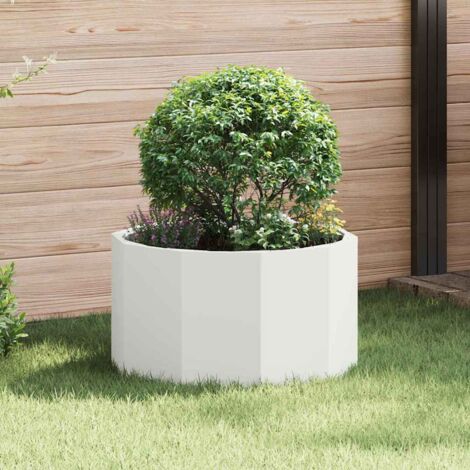 Jardinière-Pot de fleur-Bac à fleurs Blanc 60 x 60 x 35 cm Acier