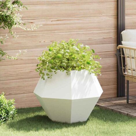 Jardinière-Pot de fleur-Bac à fleurs Blanc 75 x 75 x 60 cm Acier